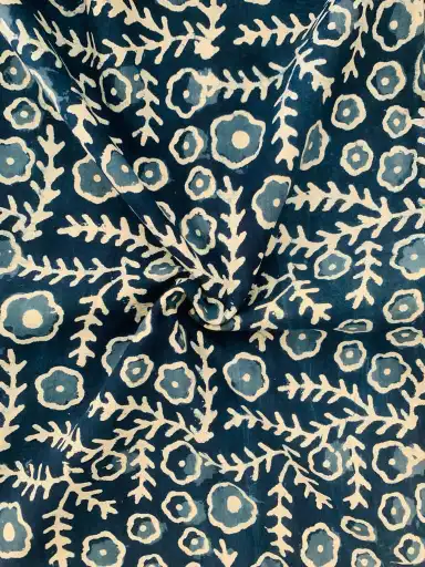  Craftofpinkcity 5 Yard Hand Block Print Fabric Indigo